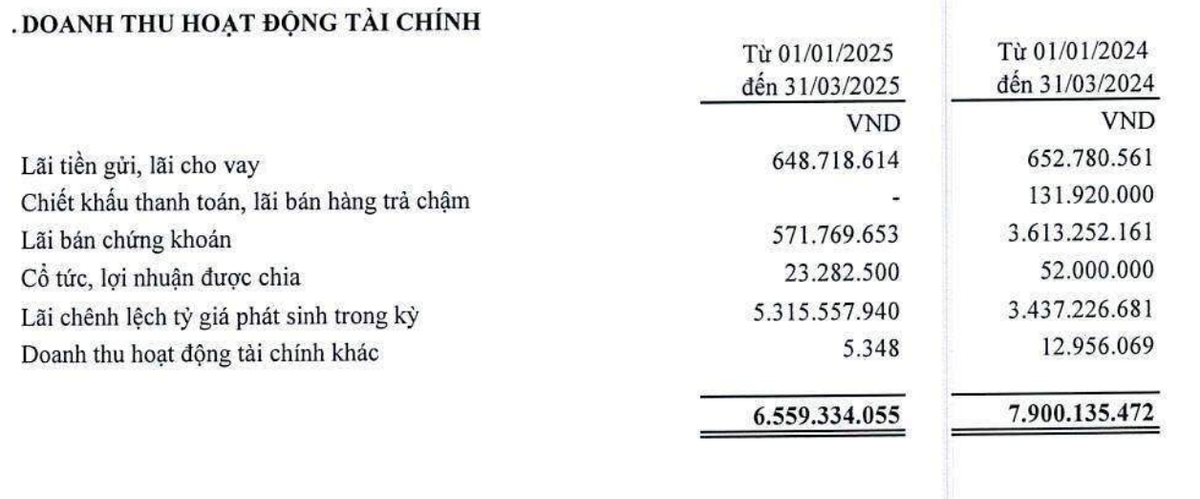 Cơ cấu doanh thu tài chính của Thép Tiến Lên trong quý I/2025 Cơ cấu doanh thu tài chính của Thép Tiến Lên trong quý I/2025