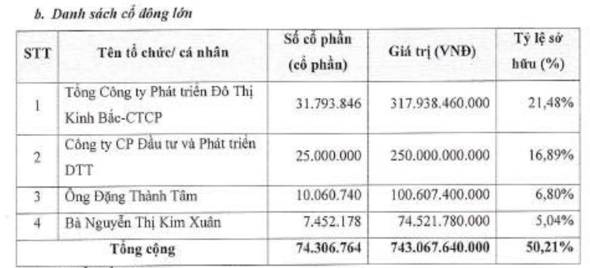 Cơ cấu cổ đông lớn của Saigontel tính tới cuối năm 2025