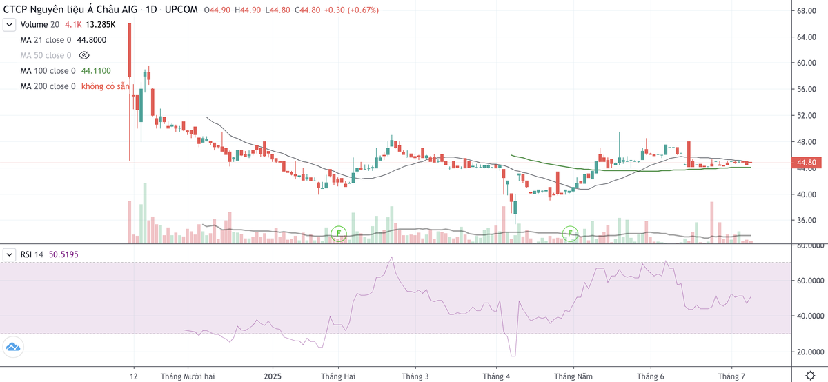 Cổ phiếu AIG liên tục giảm từ khi giao dịch trên UPCoM tháng 11/2024 tới nay.