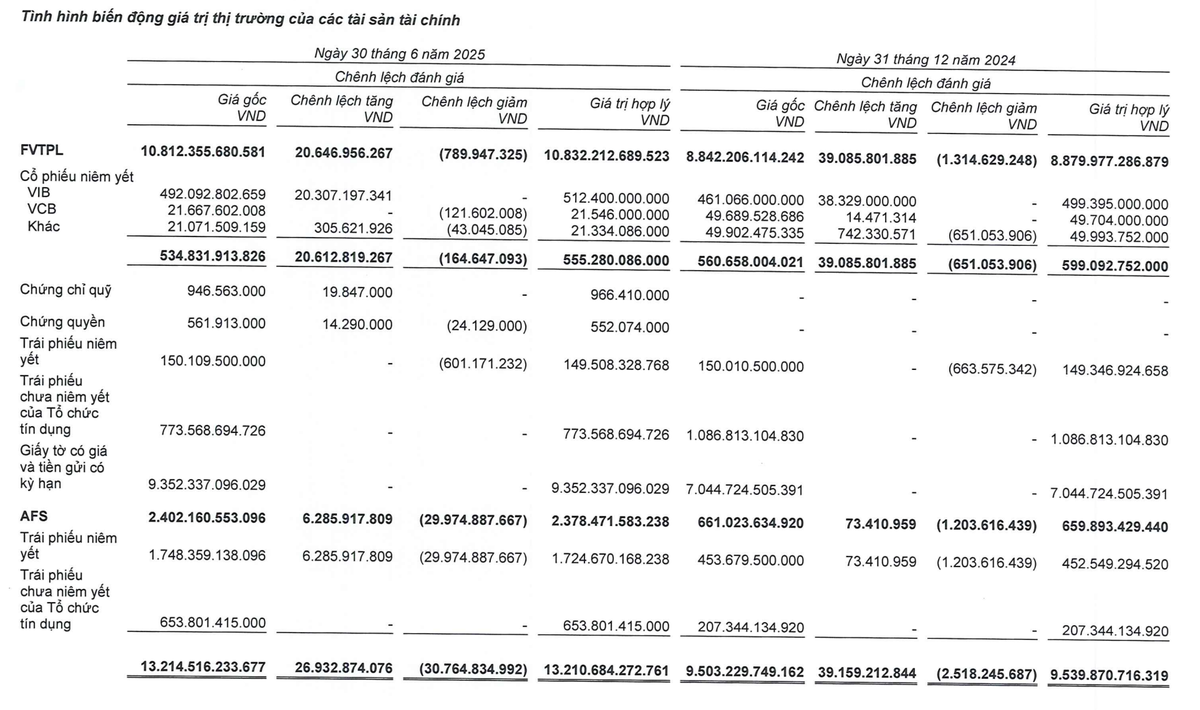 Cơ cấu tài sản chủ yếu của Chứng khoán KAFI tại thời điểm 30/6/2025.