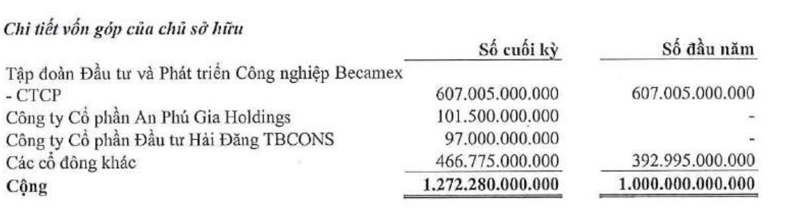 Số lượng cổ phiếu mà Becamex IDC sở hữu không thay đổi sau đợt tăng vốn.