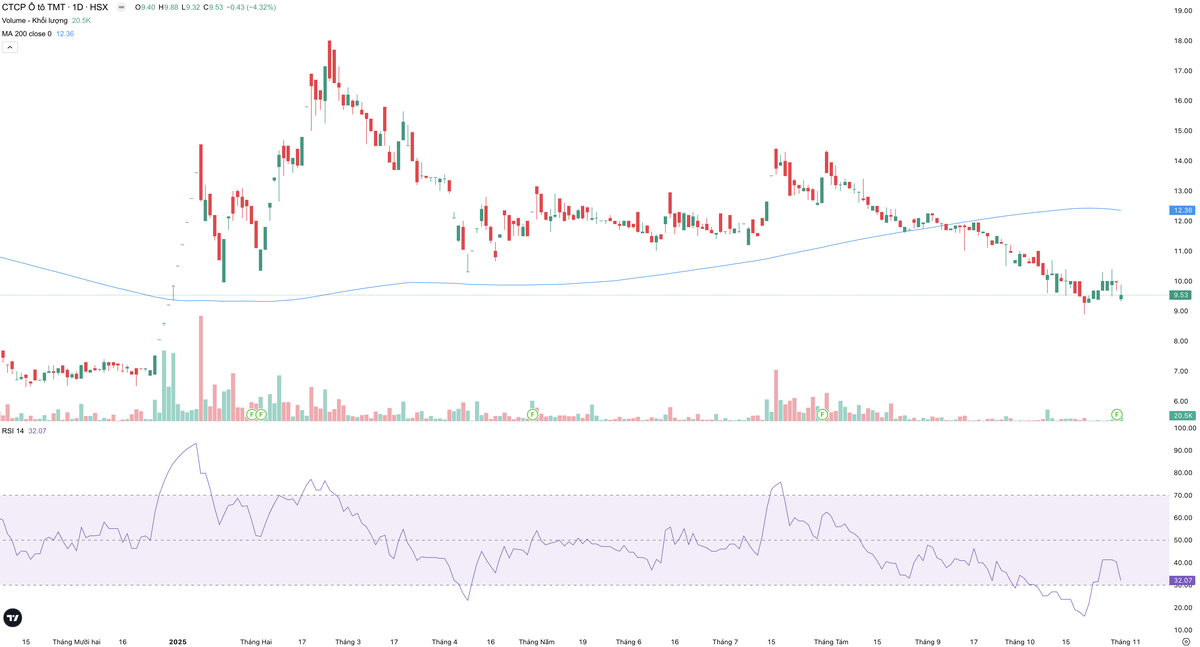 Cổ phiếu TMT trượt dài từ đầu năm tới nay.