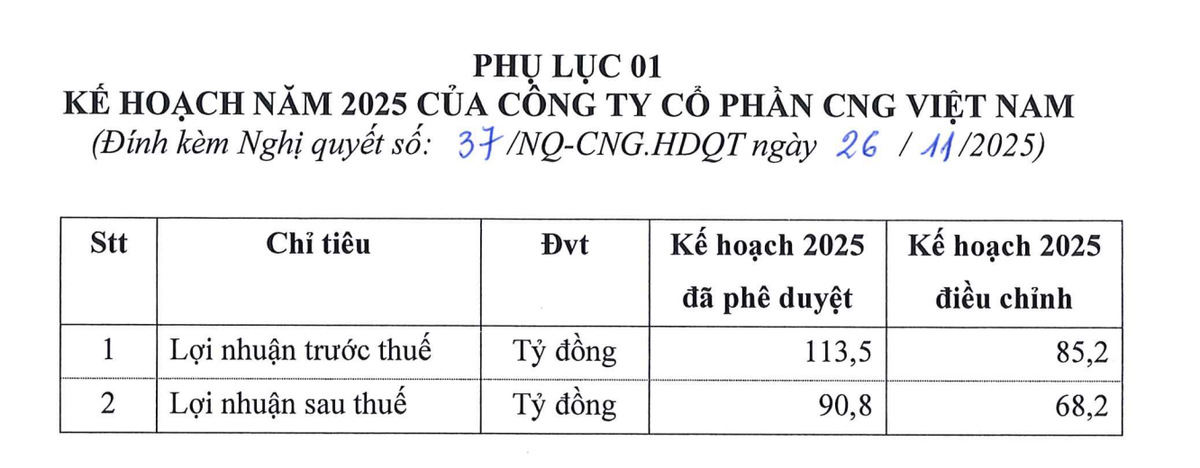 CNG Việt Nam điều chỉnh giảm kế hoạch kinh doanh năm 2025.