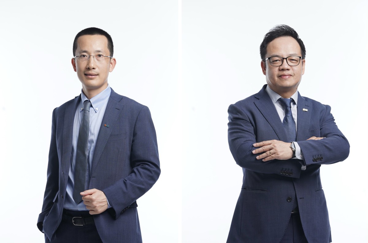 Ông Vũ Thành Trung (bên trái) - Chủ tịch HĐTV MBV và ông Lê Xuân Vũ (bên phải) - Tổng giám đốc MBV