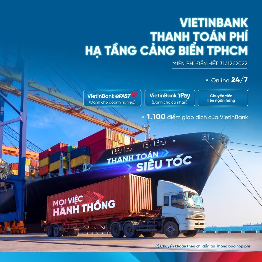 Hướng dẫn giao dịch được VietinBank cung cấp trên Cổng thu phí hạ tầng cảng biển TPHCM tại địa chỉ: https://thuphihatang.tphcm.gov.vn/ và trên các kênh giao dịch của VietinBank. Hướng dẫn giao dịch được VietinBank cung cấp trên Cổng thu phí hạ tầng cảng biển TPHCM tại địa chỉ: https://thuphihatang.tphcm.gov.vn/ và trên các kênh giao dịch của VietinBank.