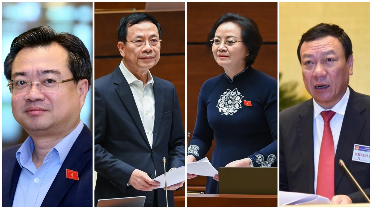 Từ trái sang: Bộ trưởng Bộ Xây dựng Nguyễn Thanh Nghị, Bộ trưởng Bộ Thông tin và Truyền thông Nguyễn Mạnh Hùng, Bộ trưởng Bộ Nội vụ Phạm Thị Thanh Trà và Tổng Thanh tra Chính phủ Đoàn Hồng Phong. Từ trái sang: Bộ trưởng Bộ Xây dựng Nguyễn Thanh Nghị, Bộ trưởng Bộ Thông tin và Truyền thông Nguyễn Mạnh Hùng, Bộ trưởng Bộ Nội vụ Phạm Thị Thanh Trà và Tổng Thanh tra Chính phủ Đoàn Hồng Phong.