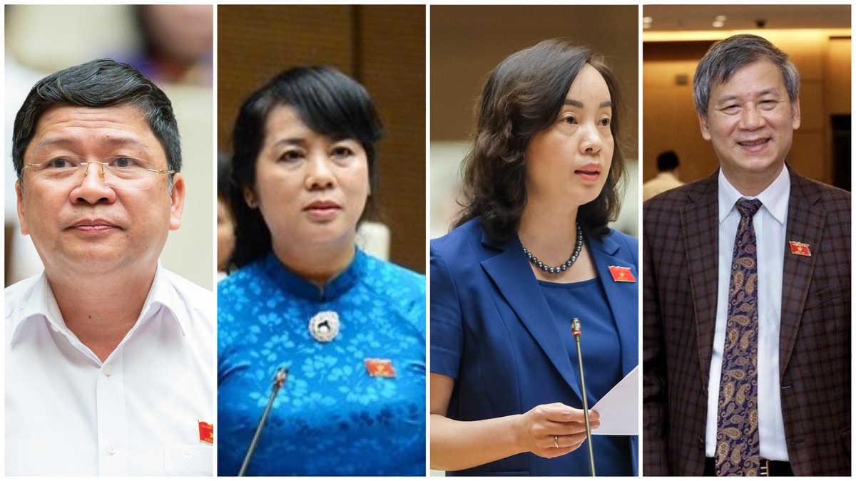 Từ trái sang: Đại biểu Tạ Văn Hạ, Trần Kim Yến, Nguyễn Thị Kim Anh và Nguyễn Anh Trí