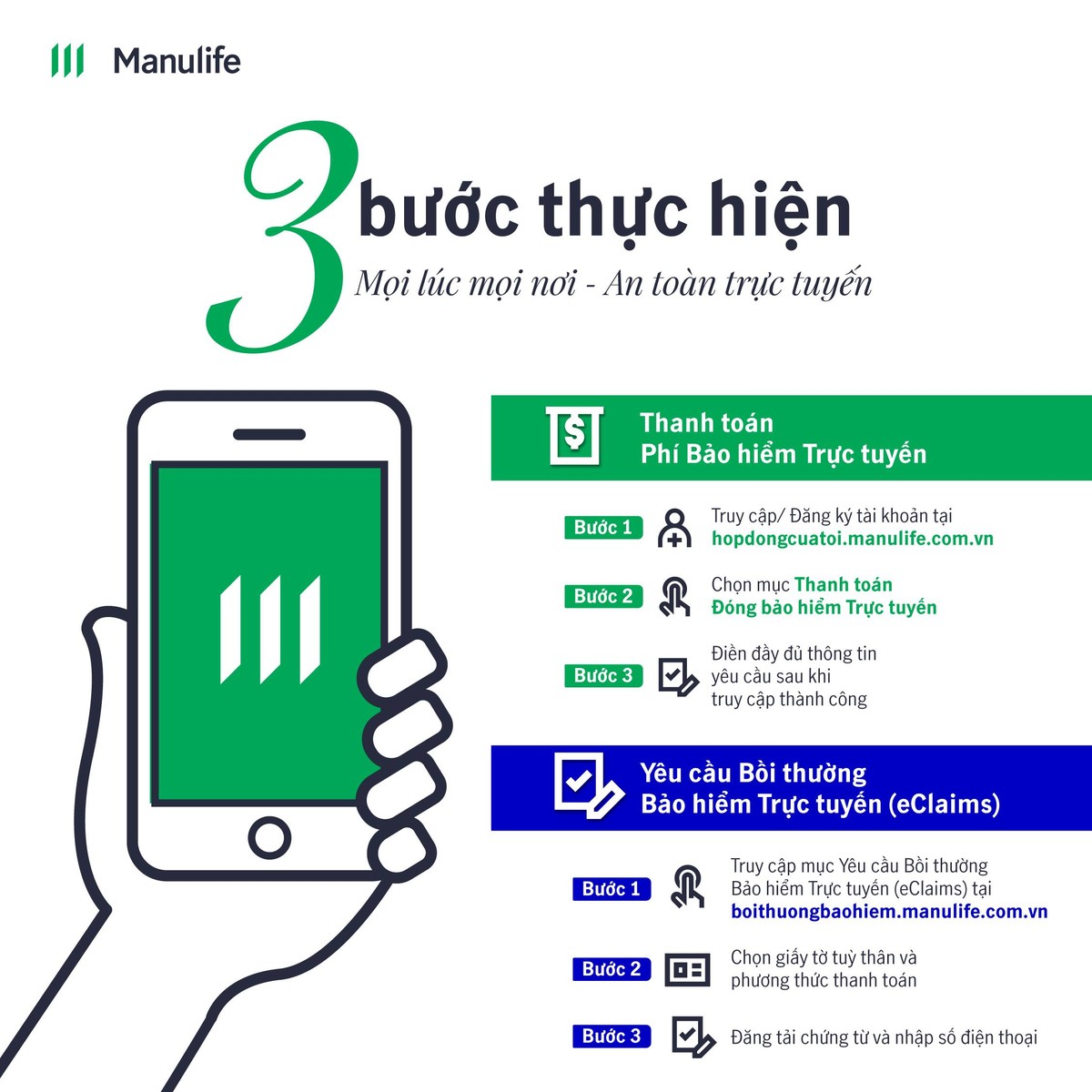 Manulife khuyến khích thực hiện yêu cầu bồi thường bảo hiểm trực tuyến ảnh 1 Manulife khuyến khích thực hiện yêu cầu bồi thường bảo hiểm trực tuyến ảnh 1