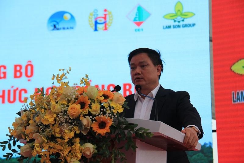 Chủ tịch UBND tỉnh Thái Bình Nguyễn Khắc Thận phát biểu tại lễ khởi công Dự án tuyến đường TP. Thái Bình đi cầu Nghìn.