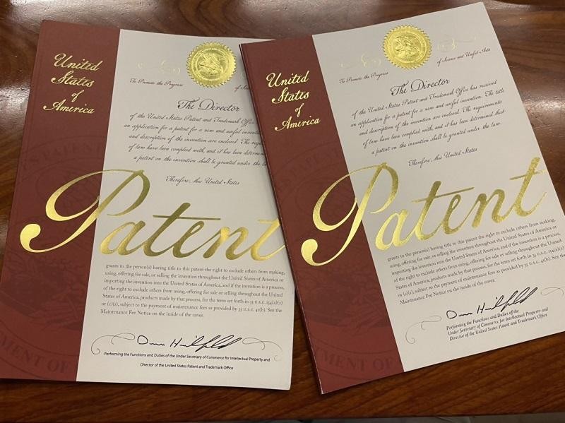 Bằng sáng chế Mỹ cấp cho ông Viên Bằng sáng chế Mỹ cấp cho ông Viên