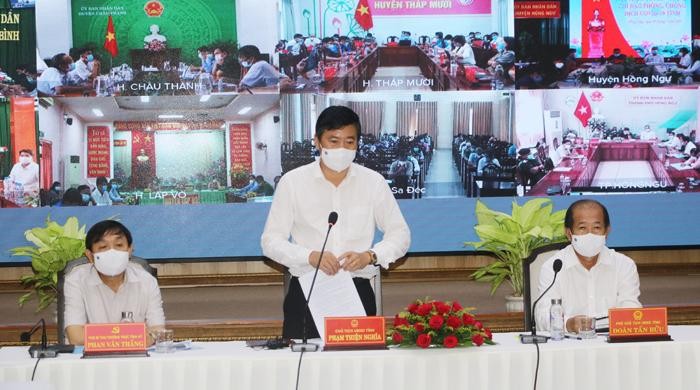 Chủ tịch UBND tỉnh Đồng Tháp Phạm Thiện Nghĩa: Đồng Tháp quyết tâm kiểm soát, ngăn chặn dịch lây rộng trong 14 ngày tới.