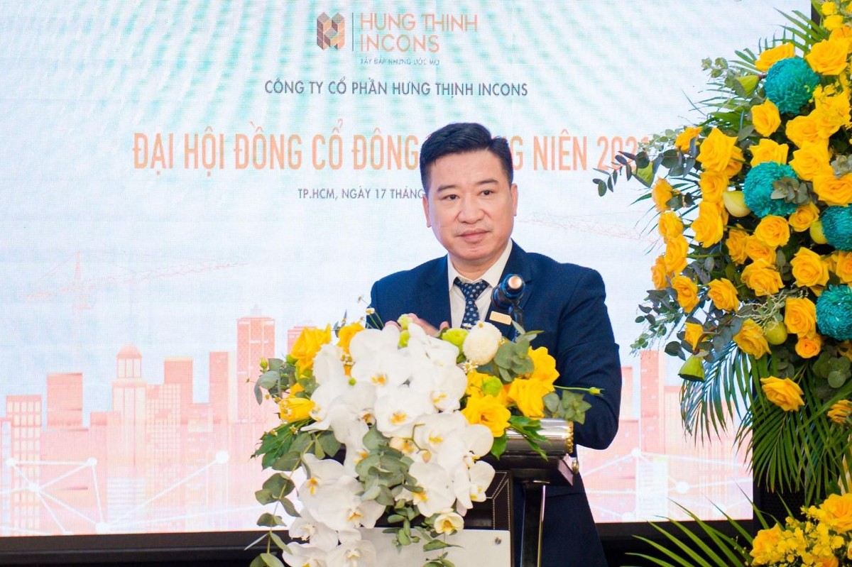 Ông Nguyễn Đình Trung - Chủ tịch HĐQT Hưng Thịnh Incons chia sẻ tại Đại hội Ông Nguyễn Đình Trung - Chủ tịch HĐQT Hưng Thịnh Incons chia sẻ tại Đại hội