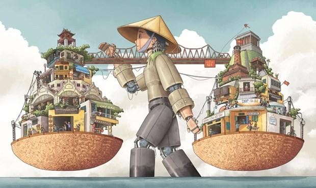 Tác phẩm “Hà Nội rong" của tác giả Đặng Thái Tuấn đoạt giải Nhất cuộc thi vẽ minh họa “Hà Nội là…” do UNESCO và UN-Habitat tổ chức với sự đồng hành của Tập Đoàn Sovico. Tác phẩm “Hà Nội rong" của tác giả Đặng Thái Tuấn đoạt giải Nhất cuộc thi vẽ minh họa “Hà Nội là…” do UNESCO và UN-Habitat tổ chức với sự đồng hành của Tập Đoàn Sovico.