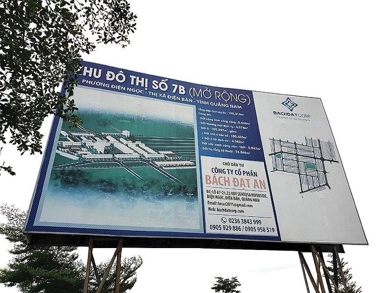 Dự án Khu đô thị 7B mở rộng tại Khu đô thị mới Điện Nam - Điện Ngọc do Công ty Bách Đạt An làm chủ đầu tư. Ảnh: Nhiệt Băng Dự án Khu đô thị 7B mở rộng tại Khu đô thị mới Điện Nam - Điện Ngọc do Công ty Bách Đạt An làm chủ đầu tư. Ảnh: Nhiệt Băng