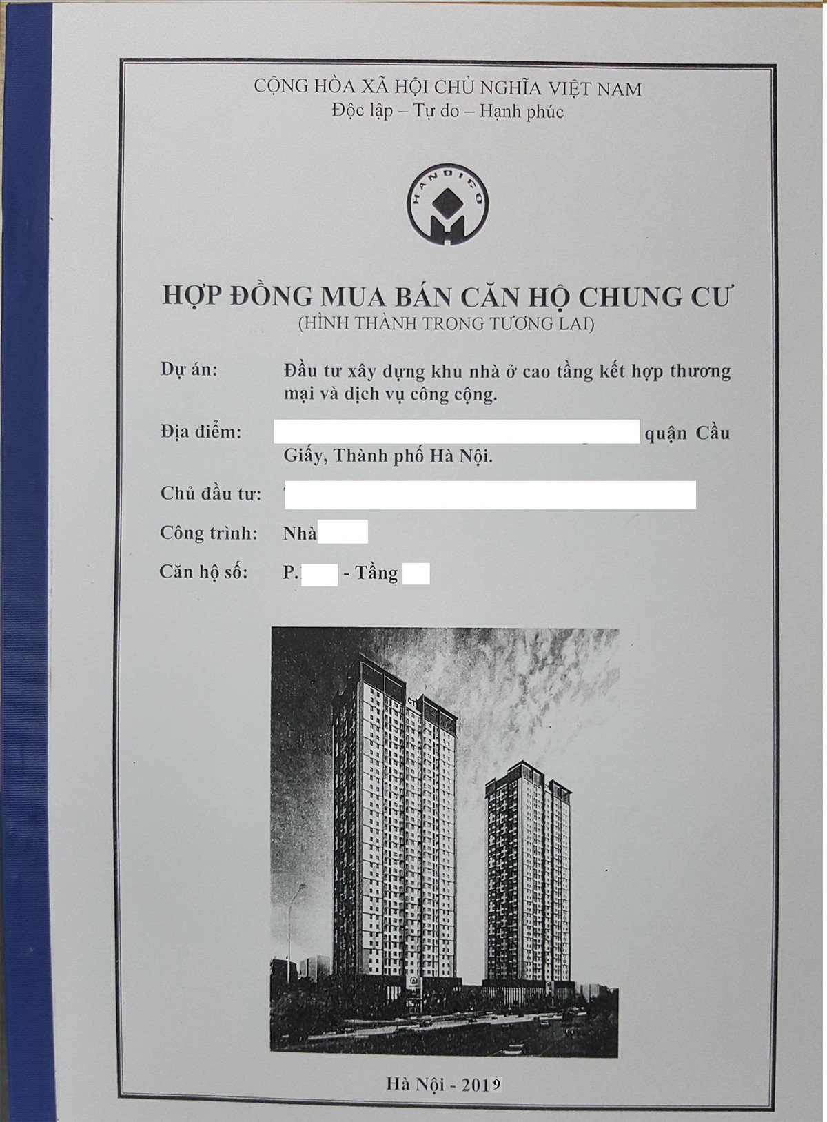 Một mẫu hợp đồng mua bán căn hộ chung cư Một mẫu hợp đồng mua bán căn hộ chung cư