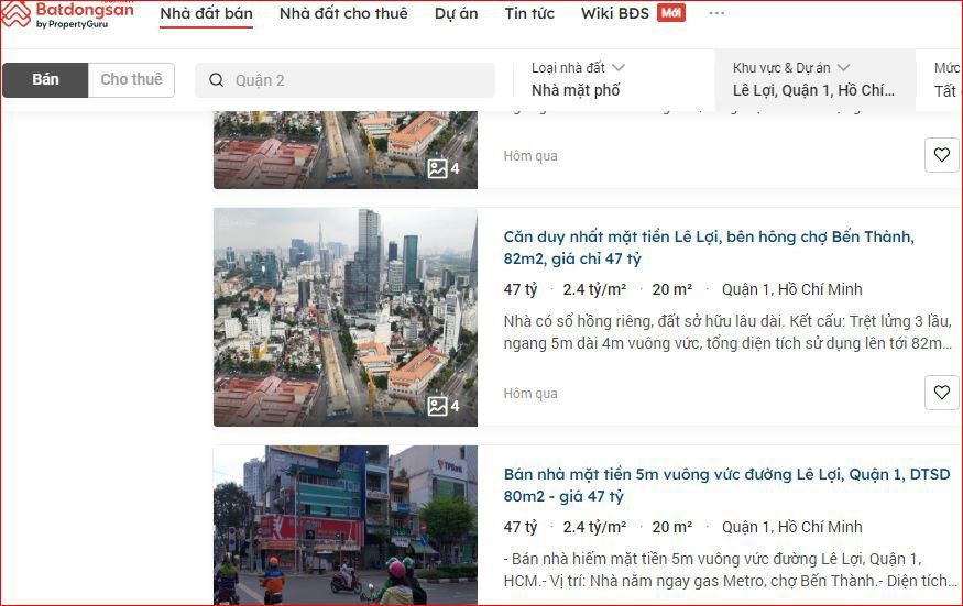 Còn giá rao bán cũng khoảng 2,4 tỷ /m2.