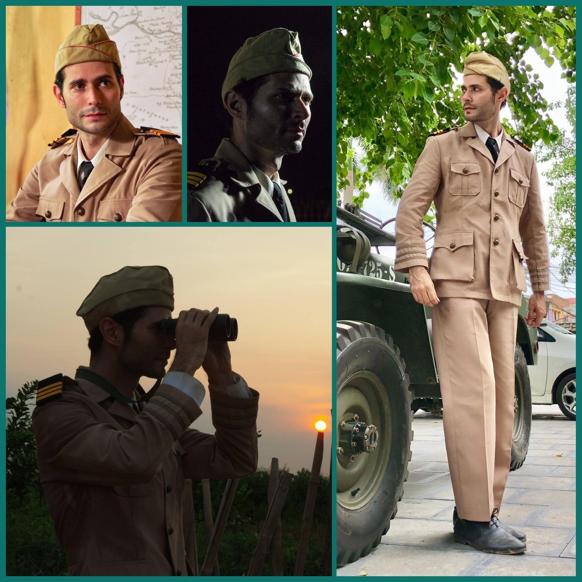 Tạo hình của diễn viên Charlie Win trong vai sĩ quan Pháp có tên Lơ Rát trong phim “Đội thiếu niên du kích Đình Bảng”.