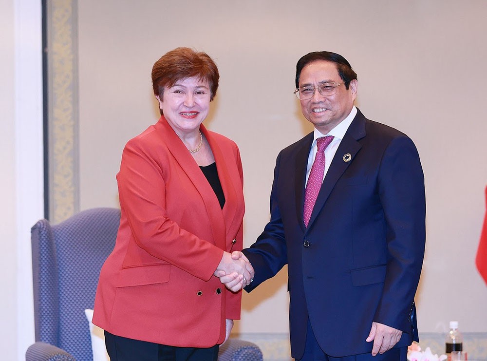 Thủ tướng Phạm Minh Chính tiếp Tổng Giám đốc IMF Kristalina Georgieva - Ảnh: VGP/Nhật Bắc Thủ tướng Phạm Minh Chính tiếp Tổng Giám đốc IMF Kristalina Georgieva - Ảnh: VGP/Nhật Bắc