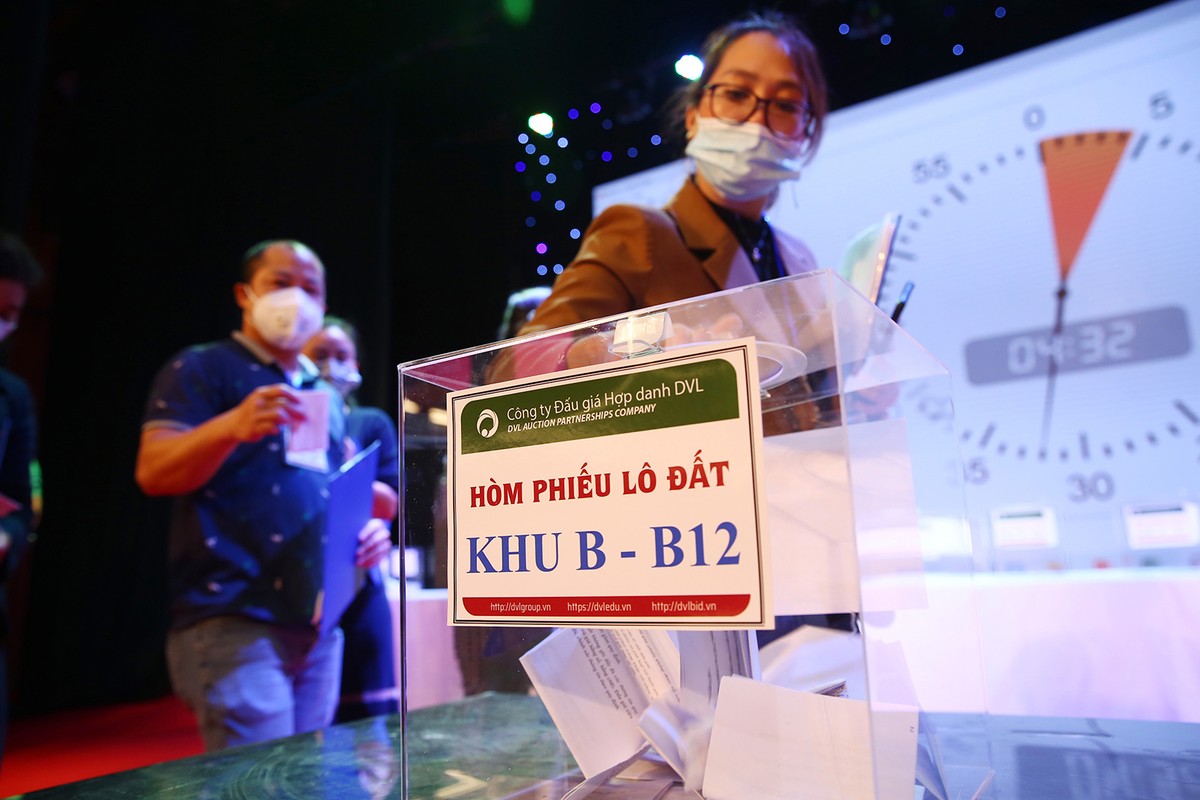 Đấu giá mua các lô đất. Ảnh: Lê Toàn