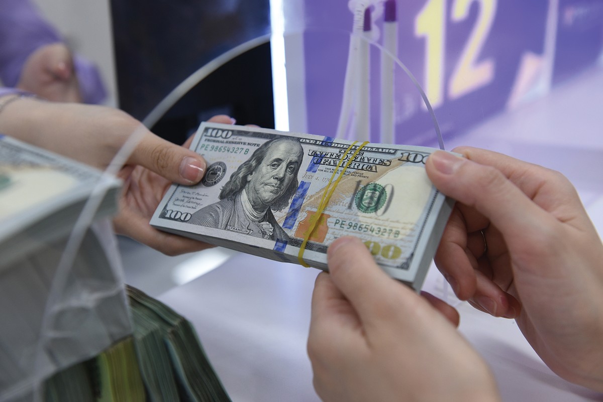 Tỷ giá liên ngân hàng hiện đạt mức cao nhất kể từ đầu năm là 24.230 đồng, tăng khoảng 2,5%. Ảnh: Dũng Minh