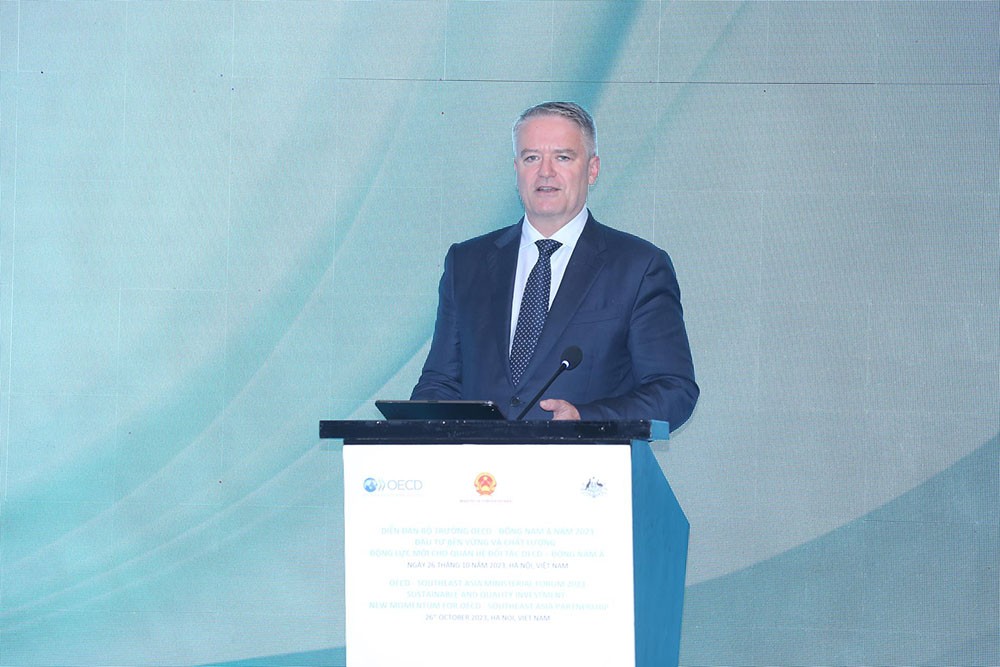 Ông Mathias Cormann, Tổng Thư ký Tổ chức Hợp tác và Phát triển kinh tế (OECD). (Ảnh: Đức Trung)