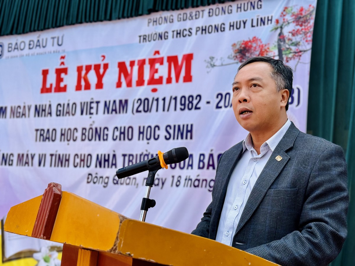 Tổng biên tập Báo Đầu tư Lê Trọng Minh tin rằng, 50 học sinh được nhận học bổng sẽ là những hạt nhân lan tỏa tinh thần hiếu học, vượt khó vươn lên học giỏi.