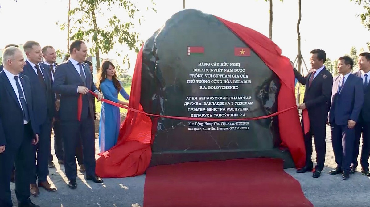 Hàng cây hữu nghị Belarus – Việt Nam được trồng tại khuôn viên Công ty cổ phần xuất, nhập khẩu và chế biến thực phẩm Âu Việt (xã Chính Nghĩa,huyện Kim Động, tỉnh Hưng Yên). Hàng cây hữu nghị Belarus – Việt Nam được trồng tại khuôn viên Công ty cổ phần xuất, nhập khẩu và chế biến thực phẩm Âu Việt (xã Chính Nghĩa,huyện Kim Động, tỉnh Hưng Yên).