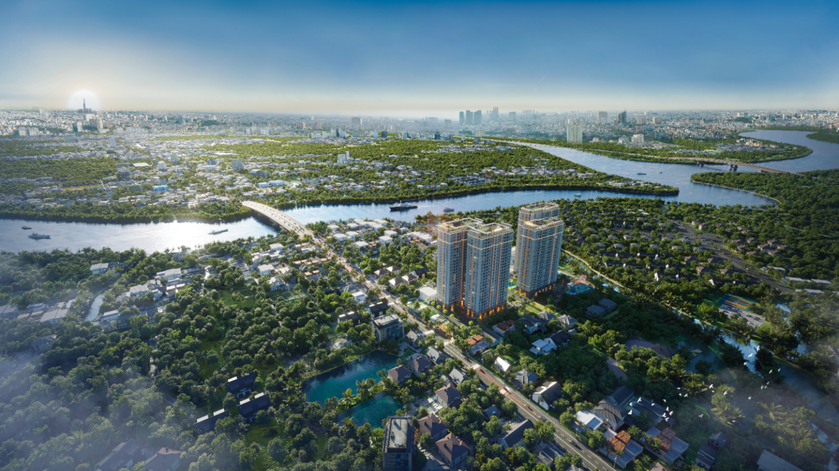 Nhà Bè thu hút chủ đầu tư các dự án cao tầng theo đúng định hướng xanh, gìn giữ môi trường thiên nhiên sẵn có. Ảnh phối cảnh một dự án căn hộ ngay bên cầu Long Kiểng. Nhà Bè thu hút chủ đầu tư các dự án cao tầng theo đúng định hướng xanh, gìn giữ môi trường thiên nhiên sẵn có. Ảnh phối cảnh một dự án căn hộ ngay bên cầu Long Kiểng.