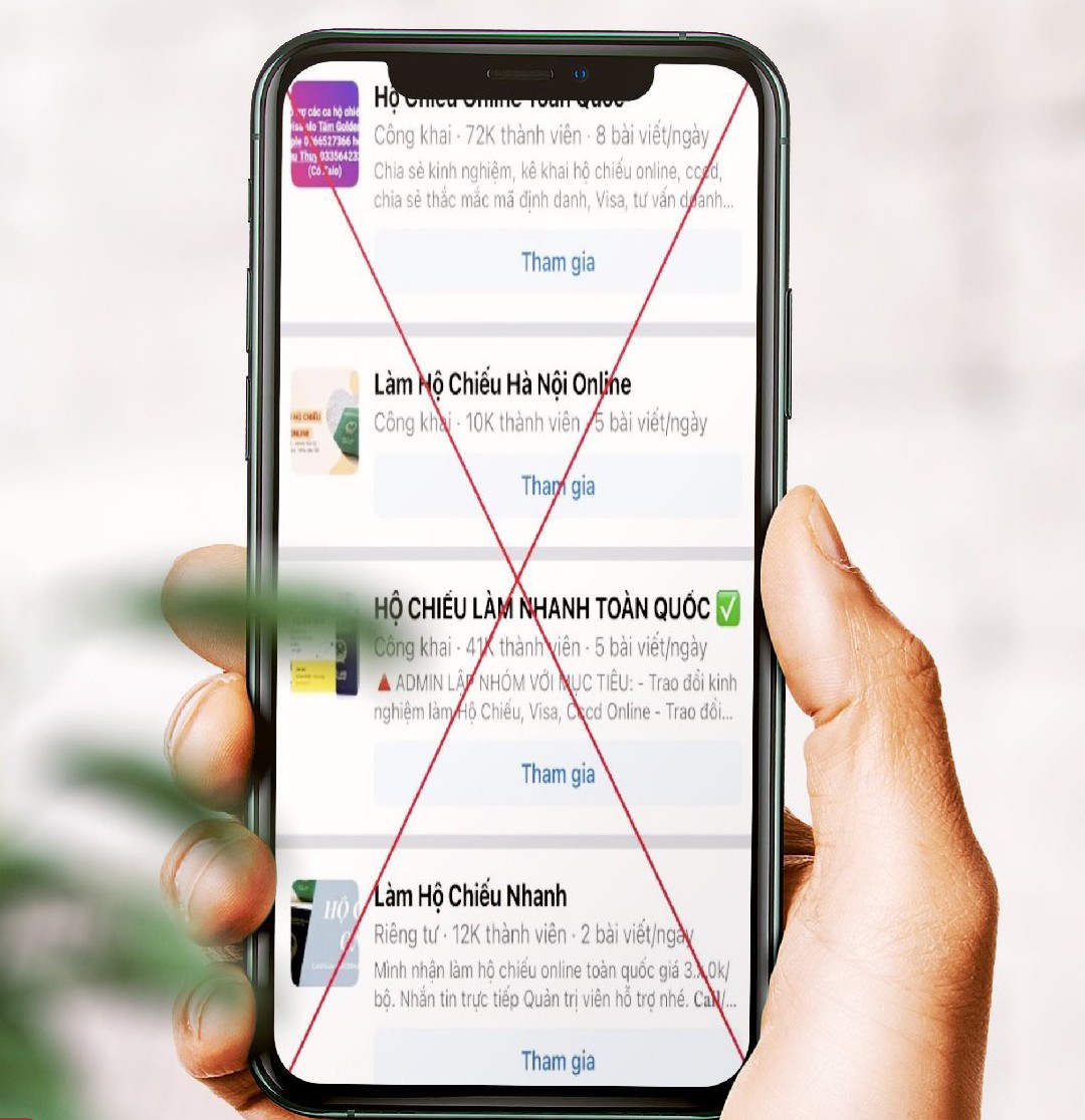 Các trang, hội nhóm đăng tải dịch vụ làm hộ chiếu để lừa đảo