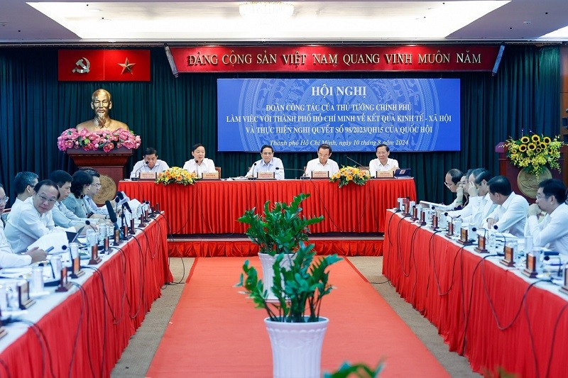 Thủ tướng Phạm Minh Chính cùng đoàn công tác của Chính phủ làm việc với TP.HCM ngày 10/8 - Ảnh: VGP Thủ tướng Phạm Minh Chính cùng đoàn công tác của Chính phủ làm việc với TP.HCM ngày 10/8 - Ảnh: VGP