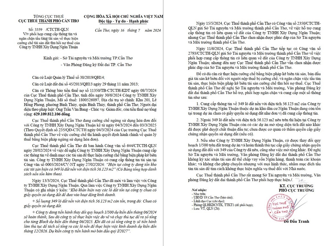 Nội dung Công văn số 3359 của Cục Thuế TP. Cần Thơ