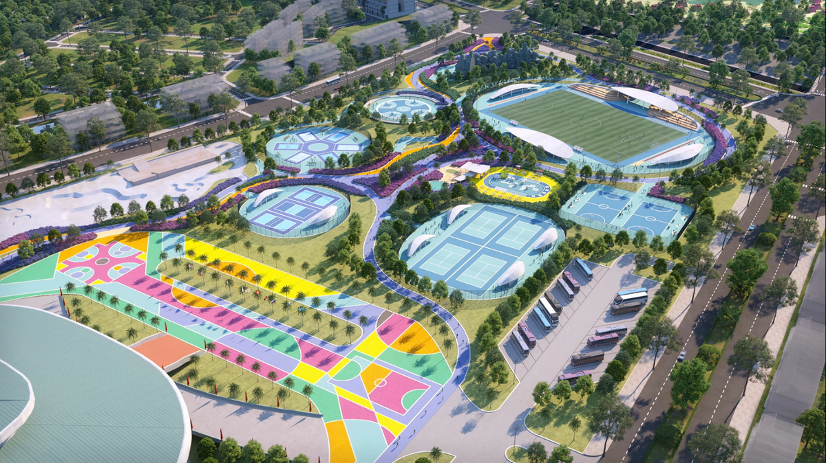 Cư dân thỏa sức chọn môn thể thao yêu thích tại công viên thể thao. Ảnh phối cảnh minh họa Cư dân thỏa sức chọn môn thể thao yêu thích tại công viên thể thao. Ảnh phối cảnh minh họa