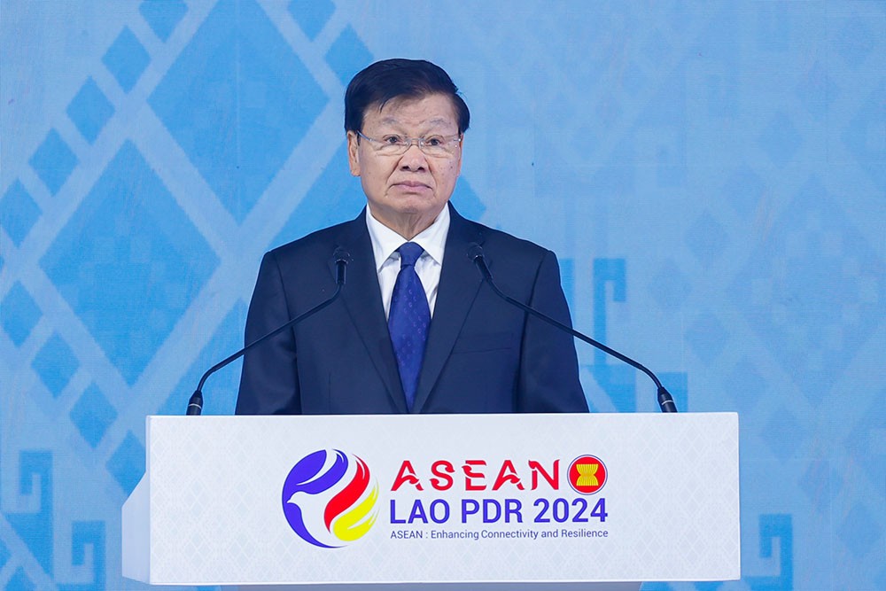 Tổng Bí thư, Chủ tịch nước Lào Thongloun Sisoulith phát biểu tại lễ khai mạc. Ảnh: VGP/Nhật Bắc Tổng Bí thư, Chủ tịch nước Lào Thongloun Sisoulith phát biểu tại lễ khai mạc. Ảnh: VGP/Nhật Bắc