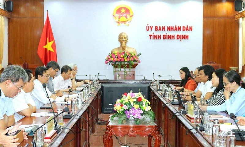 Đoàn công tác Ngân hàng Thế giới làm việc với UBND tỉnh Bình Định về Dự án Phát triển tích hợp thích ứng - tỉnh Bình Định vào ngày 23/8/2024. Nguồn: binhdinh.gov.vn.