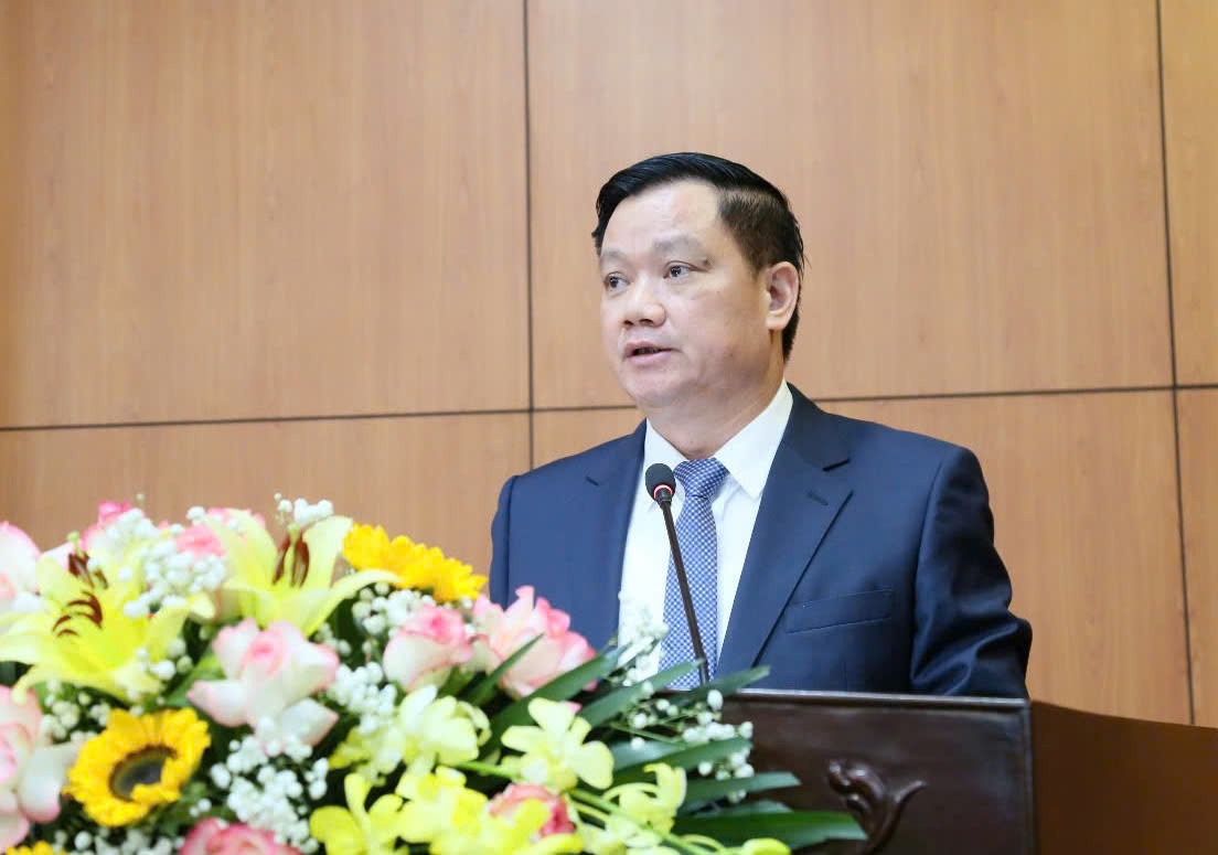 Ông Nguyễn Khắc Thận, tân Bí thư Tỉnh ủy Thái Bình phát biểu nhận nhiệm vụ.