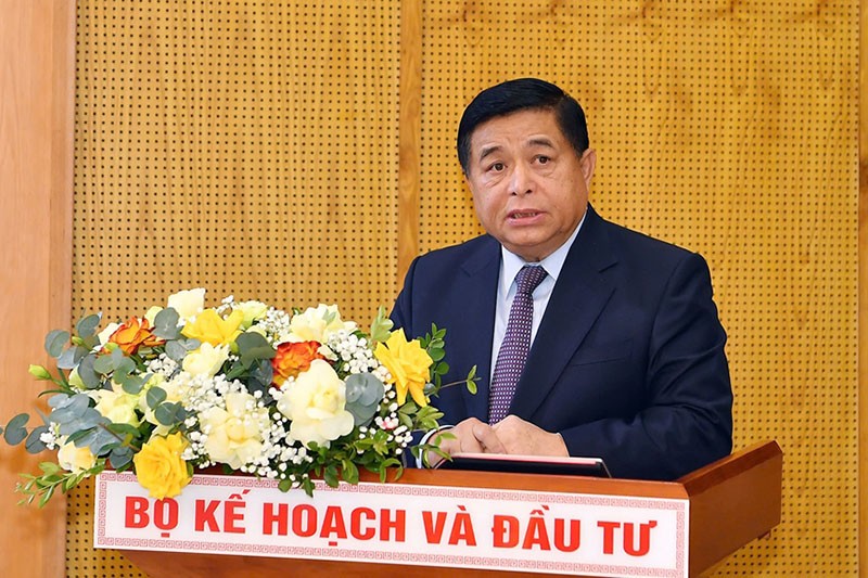 Ủy viên Trung ương Đảng, Bộ trưởng Bộ Kế hoạch và Đầu tư Nguyễn Chí Dũng phát biểu tại buổi lễ. Ảnh: Trọng Hải