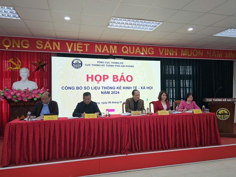 Họp báo công bố số liệu kinh tế - xã hội năm 2024 của TP. Hải Phòng. Ảnh: Thanh Sơn