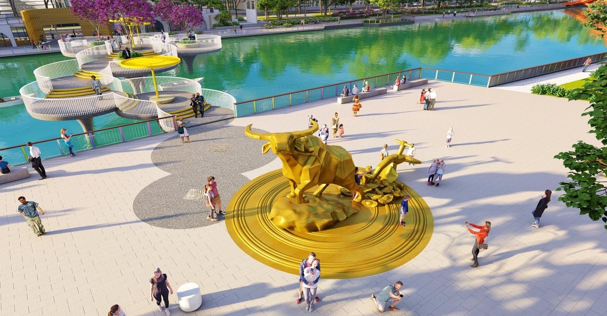 Tái hiện không gian văn hóa độc đáo với tượng trâu vàng. Ảnh phối cảnh minh họa Sun Property. Tái hiện không gian văn hóa độc đáo với tượng trâu vàng. Ảnh phối cảnh minh họa Sun Property.