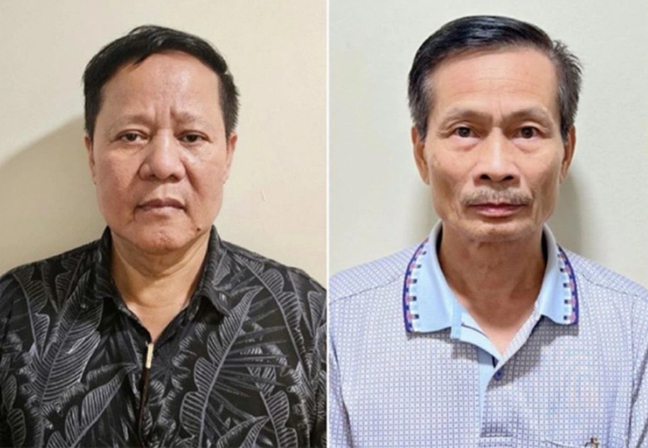 Bị can Đoàn Văn Huấn (ảnh trái) và Nguyễn Văn Chính.