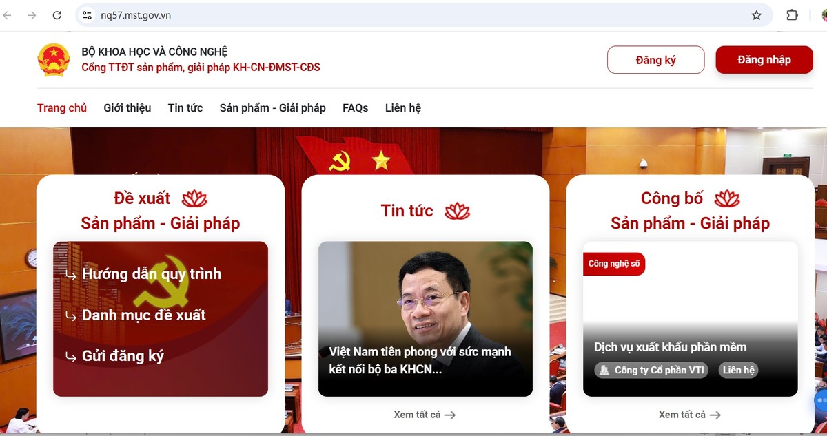 Giao diện Cổng thông tin điện tử sản phẩm, giải pháp khoa học- công nghệ, đổi mới sáng tạo và chuyển đổi số. Giao diện Cổng thông tin điện tử sản phẩm, giải pháp khoa học- công nghệ, đổi mới sáng tạo và chuyển đổi số.