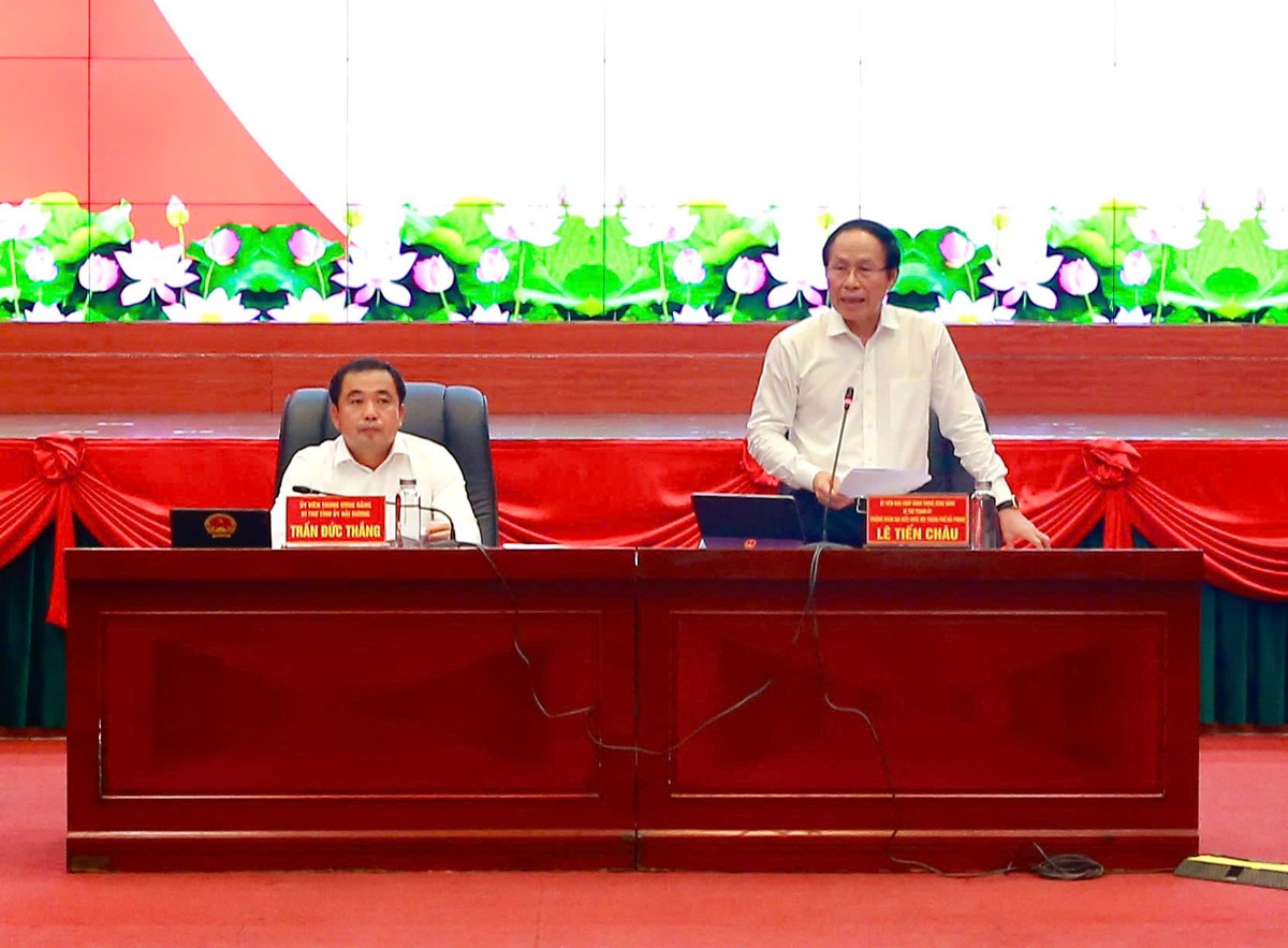 Ông Lê Tiến Châu, Bí thư Thành ủy Hải Phòng phát biểu tại Hội nghị