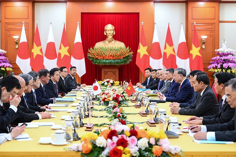 Tổng Bí thư Tô Lâm hội kiến Chủ tịch Đảng Dân chủ Tự do, Thủ tướng Nhật Bản Ishiba Shigeru. Ảnh: Đức Thanh