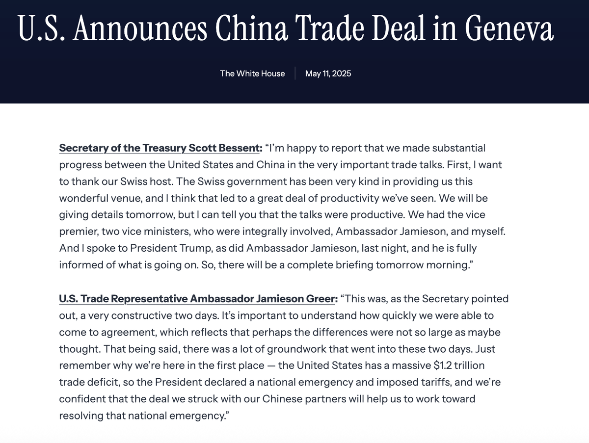 Nhà Trắng công bố thỏa thuận thương mại Mỹ - Trung. Ảnh chụp màn hình website Nhà Trắng