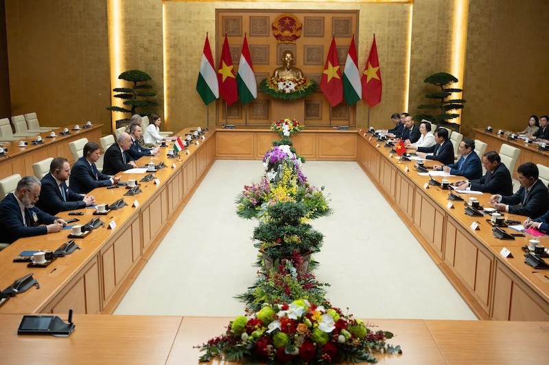 Thủ tướng Chính phủ Phạm Minh Chính hội kiến Tổng thống Hungary Sulyok Tamás. Ảnh: Đức Thanh