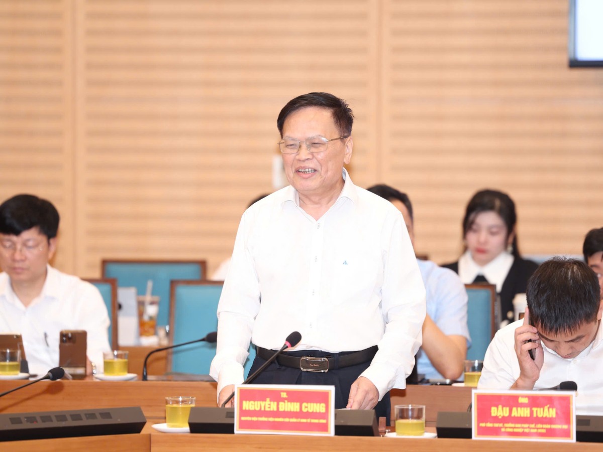 TS. Nguyễn Đình Cung, nguyên Viện trưởng Viện Nghiên cứu quản lý kinh tế Trung ương phát biểu. Ảnh: Viết Thành