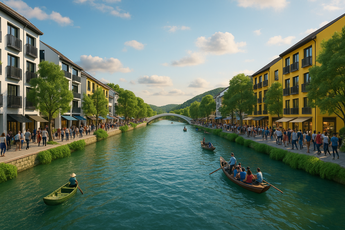 Phối cảnh đô thị nghỉ dưỡng vui chơi giải trí Bà Nà - Suối Mơ kết nối với phân khu 5 khu thương mại tự do