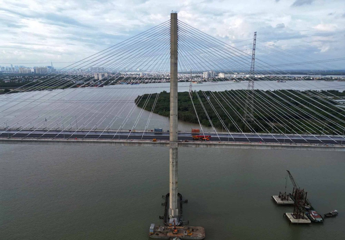 Cầu có thiết kế hiện đại, trụ tháp dây văng cao 155m.