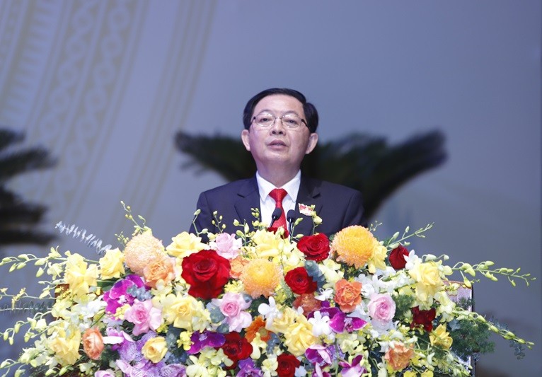 Bí thư Tỉnh ủy Gia Lai nhiệm kỳ 2020 - 2025 Hồ Quốc Dũng phát biểu khai mạc Đại hội.