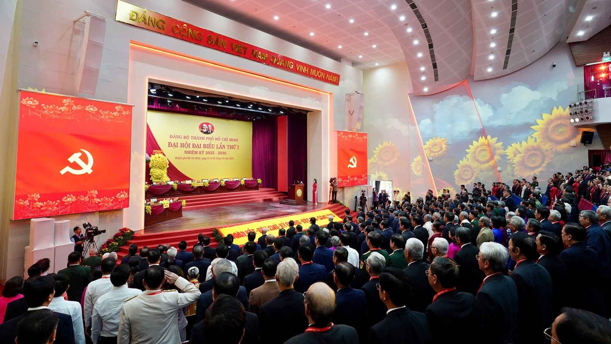 Toàn cảnh Đại hội Đảng bộ TP.HCM lần thứ I, nhiệm kỳ 2025 - 2030.