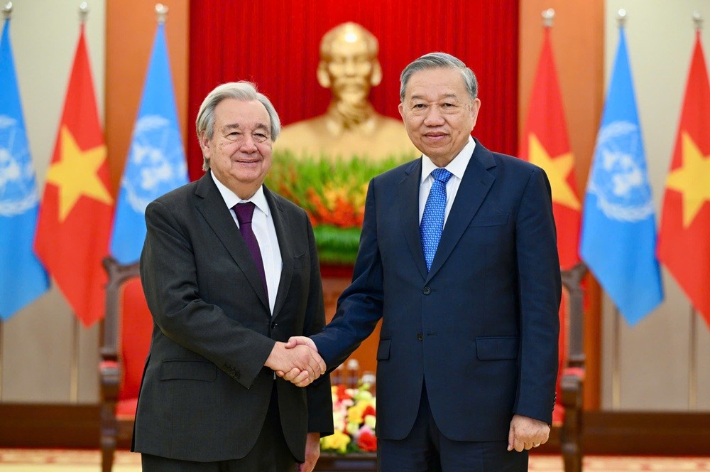 Tổng Bí thư Tô Lâm và Tổng Thư ký Liên hợp quốc António Guterres. Tổng Bí thư Tô Lâm và Tổng Thư ký Liên hợp quốc António Guterres.
